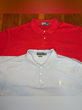 Set of 2 Polo Ralph Lauren Classic Fit Mens XXL 2XL Red / Blue Cotton Shirt